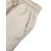 Solid Elastic Waist Drawstring Pocket Cotton Casual Pants