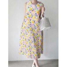 Calico Sleeveless Round Neck Print Dress